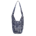 Ethnic blue and white canvas hobo bag with bohemian batik print for women - Blue