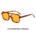 Retro tortoiseshell double bridge sunglasses with transparent orange lenses - Tortoiseshell Frame Orange Lens