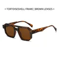 Retro irregular tortoise frame sunglasses with tea lenses and double bridge design - Tortoiseshell Frame Tea Lens