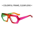 Irregular hexagon frame sunglasses with colorful green to purple gradient finish - Multicolor Frame Clear Lens