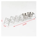 Stainless steel taco holder with two sauce cups, dimensions 32.5x6.5x5 cm on white background - 32.5x6.5x5cm (Single Head Double Cup Style)