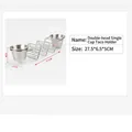 Stainless steel taco holder with 2 sauce cups wave style rack for 3 tortillas - 27.5x6.5x5cm (Single Cup at Both Ends)