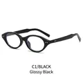 Montatura occhiali ovali nero lucido anti-luce blu con rivetti in argento C1 - Montatura Nero Lucido Lenti Trasparenti