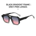 Irregular double bridge sunglasses with gradient black frame and grey-pink lenses - Gradient Black Frame Gray Pink Lens