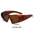 Steampunk style wraparound sunglasses in tea color with textured frame design - Tea Frame Tea Lens