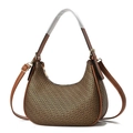 Retro monogram Hobo handbag with brown leather trim and adjustable crossbody strap - Antique Bronze