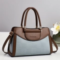Borsa a mano minimalista marrone e azzurra con motivo a matrice G e dettagli dorati - Azzurro