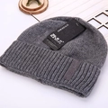 Gorro de punto acanalado gris para hombre con forro polar y diseño con dobladillo - Gris