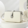Elegant off-white layered shoulder bag with silver lock and high-quality pebble texture - Off White