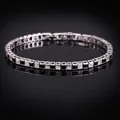 Versilbertes Armband mit quadratisch geschliffenen schwarzen und weißen Zirkonia - 16.5+2cm / Schwarz
