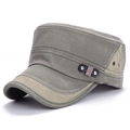 Gray-green canvas cadet cap with beige patchwork and side metal FS FASHION buckle - Green
