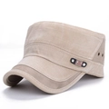 Beige Vintage-Militär-Cap mit FS FASHION Seitenetikett und Metall-Belüftungsöffnungen - Beige