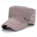 Vintage Military Cap im Distressed-Look aus dunkelkhakifarbenem Baumwollcanvas - Braun