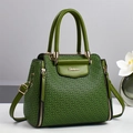 Green Boston handbag with geometric embossed pattern and adjustable shoulder strap - Green