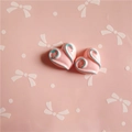 Pink heart-shaped resin DIY craft charm with blue swirl texture for handmade accessories - Pink Heart