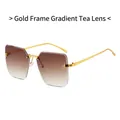 Gafas de sol poligonales sin montura con montura metálica dorada y cristales degradados - Marco Dorado Lente Té Degradado
