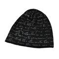 Schwarze Beanie-Mütze mit grauem Handschrift-Druck für Damen und Herren im Trend - Schwarz
