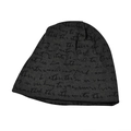 Dunkelgraue Strickmütze mit handgeschriebenem englischem Allover-Print für Damen und Herren - Dunkelgrau