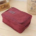 Waterproof burgundy nylon shoe storage bag with portable handle for travel and organization - Burgundy