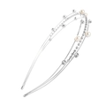 Elegant double-layered silver headband with delicate pearls and sparkling rhinestones - Silver (C8212)