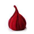 Bonnet tricoté rouge vif pour enfants avec pointe torsadée en laine douce - Bordeaux