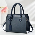 Borsa a mano blu navy a righe con manici e tracolla rimovibile elegante - Blu