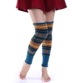 Bohemian thick knitted leg warmers with vibrant neon camo patterns for winter boots - One Size / Blue Base