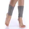 Grey cable knit leg warmers for women featuring a stylish twisted braid texture design - One Size / Light Gray