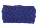 Detailed cable knit pattern on a royal blue winter thermal headband accessory - Sapphire Blue