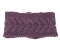Detail view of the thick purple knitted headband featuring a warm twist weave texture - Purple