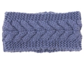 Detailed close-up of thick greyish-purple knit headband with classic cable stitch texture - Denim Blue