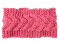 Close-up of thick cable knit winter headband in dark pink with detailed texture - Peach Pink
