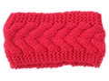 Detailed cable knit texture of a warm magenta winter headband in thick wool material - Rose Red
