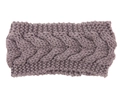 Detailed view of grey cable knit winter headband with thick textured knit pattern - Medium Grey
