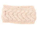 Detailansicht des cremefarbenen Strickstirnbands mit grobem Zopfmuster-Design - Beige