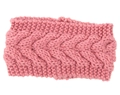 Detailed close-up of pink cable knit texture on a thick winter warming headband - Dusky Pink