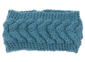 Detailed cable knit pattern on thick teal winter headband made of soft thermal yarn - Teal