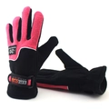 Guantes de invierno de forro polar rosa y negro con etiquetas resistentes y correa ajustable - Talla única / Rosa Rojo (Mujeres)