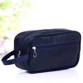 Neceser azul oscuro de nailon para hombre con doble cremallera y asa de transporte - Azul Profundo 190D