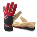 Guantes deportivos de invierno de forro polar en rojo, beige y negro con correa - Talla única / Rojo (Hombres)