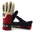 Guantes deportivos de forro polar de invierno en beige, rojo y negro con correas - Talla única / Rojo (Mujeres)