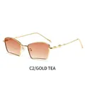 Lunettes de soleil sans monture dorées avec verres dégradés thé pour un style rétro - Monture Dorée Verres Thé Dégradé