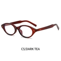 Oval dark tea translucent eyeglasses with silver rivet accents and streamlined temples - Dark Tea Frame Clear Lens