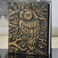 Taccuino vintage con rilievo gufo 3D in bronzo metallico e copertina rigida in pelle - A5 / Bronzo Giallo
