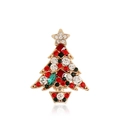 Detailaufnahme einer goldenen Weihnachtsbaum-Brosche mit funkelnden bunten Straßsteinen - Brosche