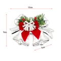 Set of two silver Christmas bell ornaments with red bow and pine needle details, 12cm wide - Silver