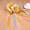 Large gold and silver bicolor ribbon pull bow for wedding car and gift decoration - Gold