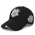 Casquette de baseball noire d'hiver avec broderie blanche 3D et écusson latéral - Noir Blanc Broderie