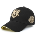 Casquette de baseball noire en coton avec broderie dorée et dessous de visière jaune - Noir Broderie Dorée