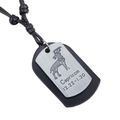 Vintage silver Capricorn zodiac necklace with black leather and braided wax cord - Capricorn